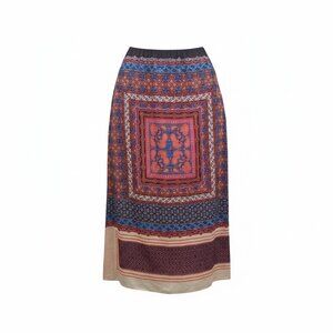 Boho Border Print Midi Skirt